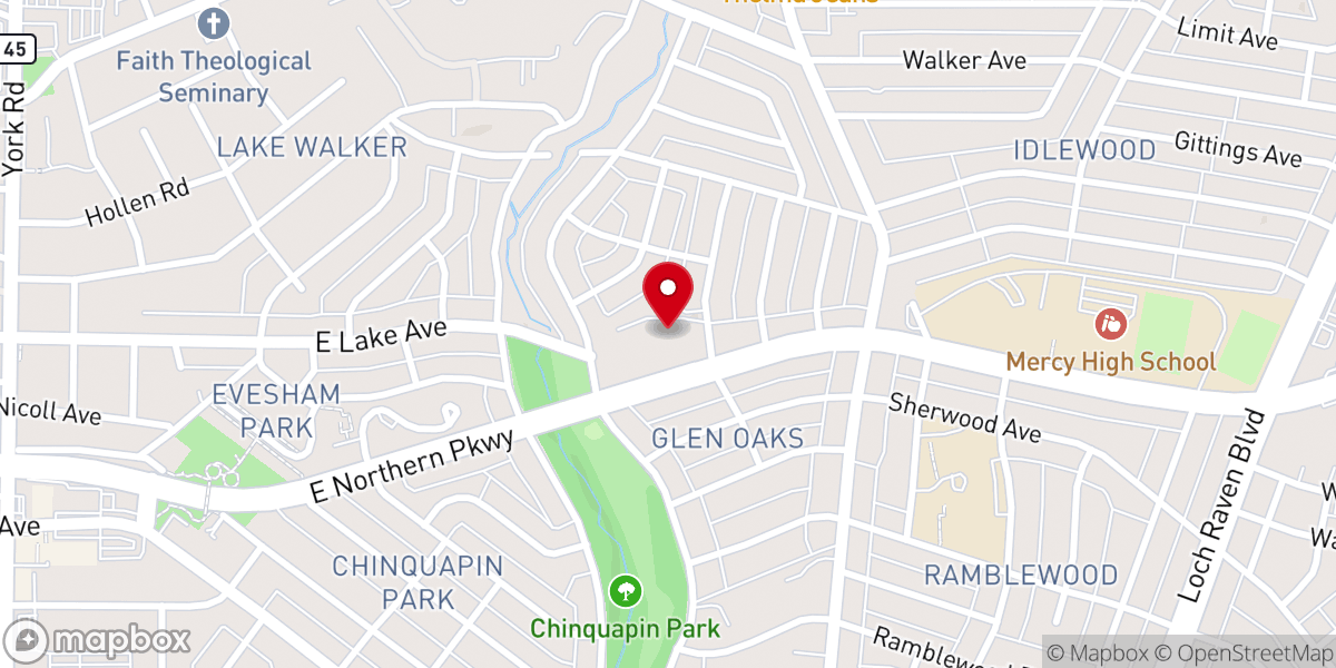 Map showing location of Northside Baptist Church
