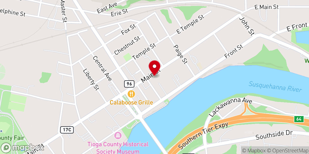 Map showing location of First Baptist Church Owego