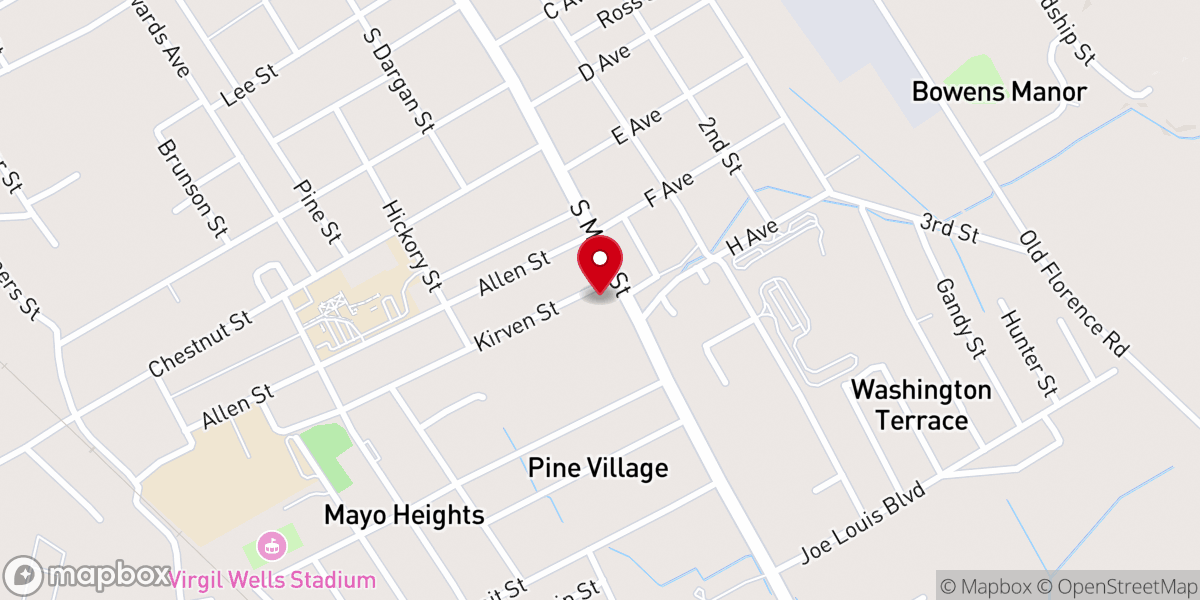 Map showing location of Salem Baptist Church