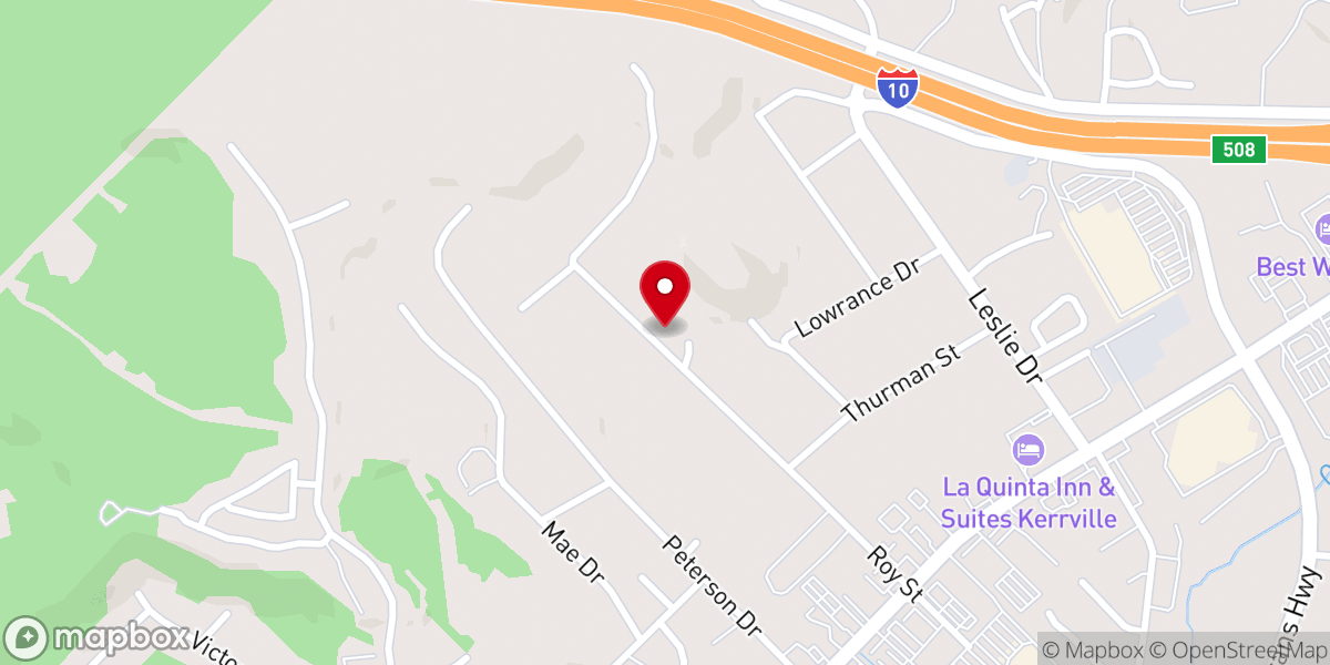Map showing location of Kerrville Solid Rock Church