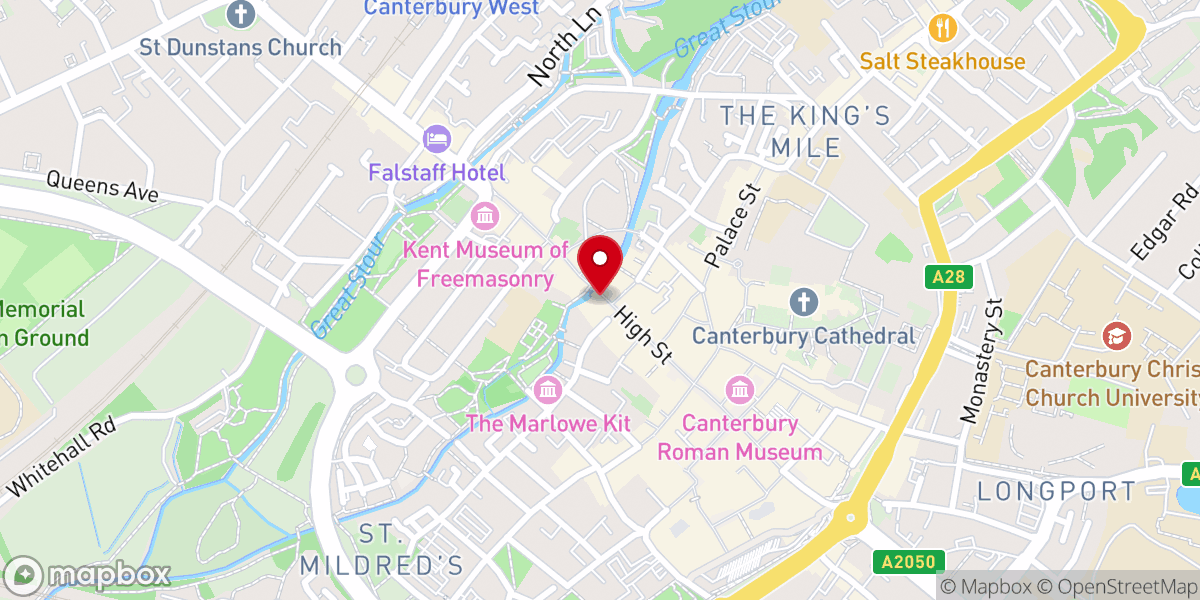 Map showing location of Eastbridge Hospital of St Thomas the Martyr, Canterbury