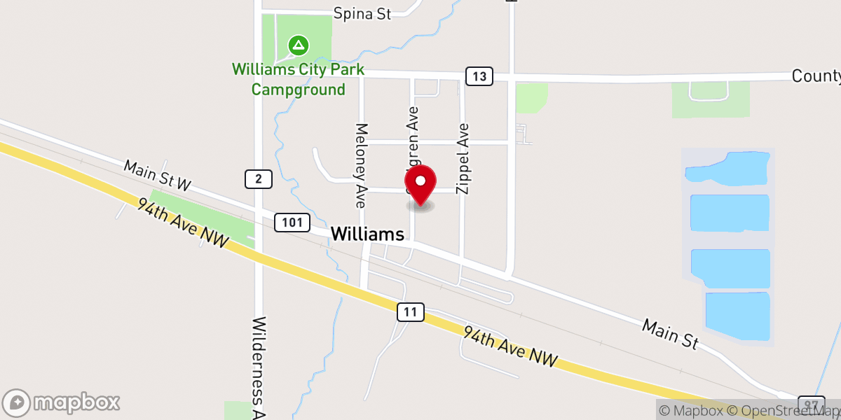 Map showing location of Assembly of God Church