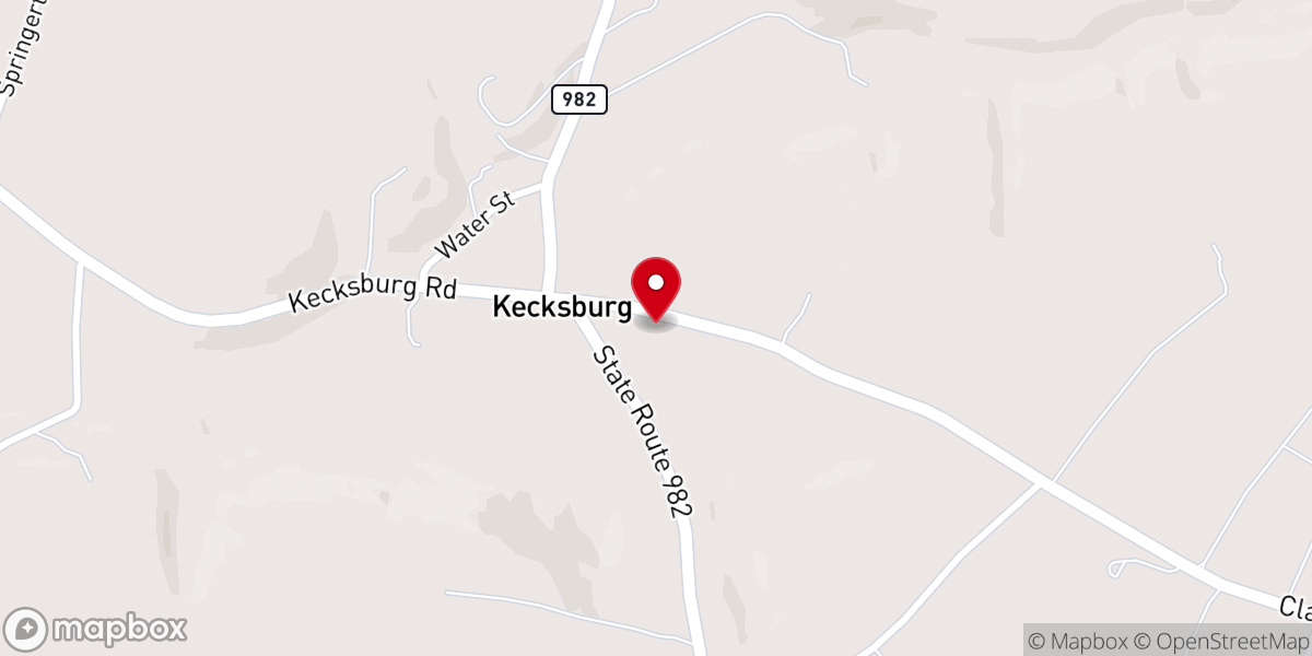 Map showing location of Kecksburg Church of God