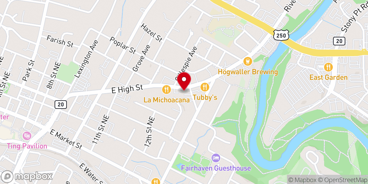 Map showing location of Redemption Church Charlottesville