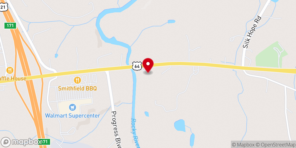 Map showing location of Harris Grove Baptist Church