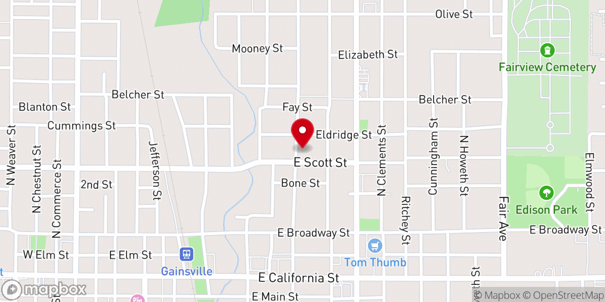 Map showing location of Iglesia Sobre La Roca, Gainesville ,Tx