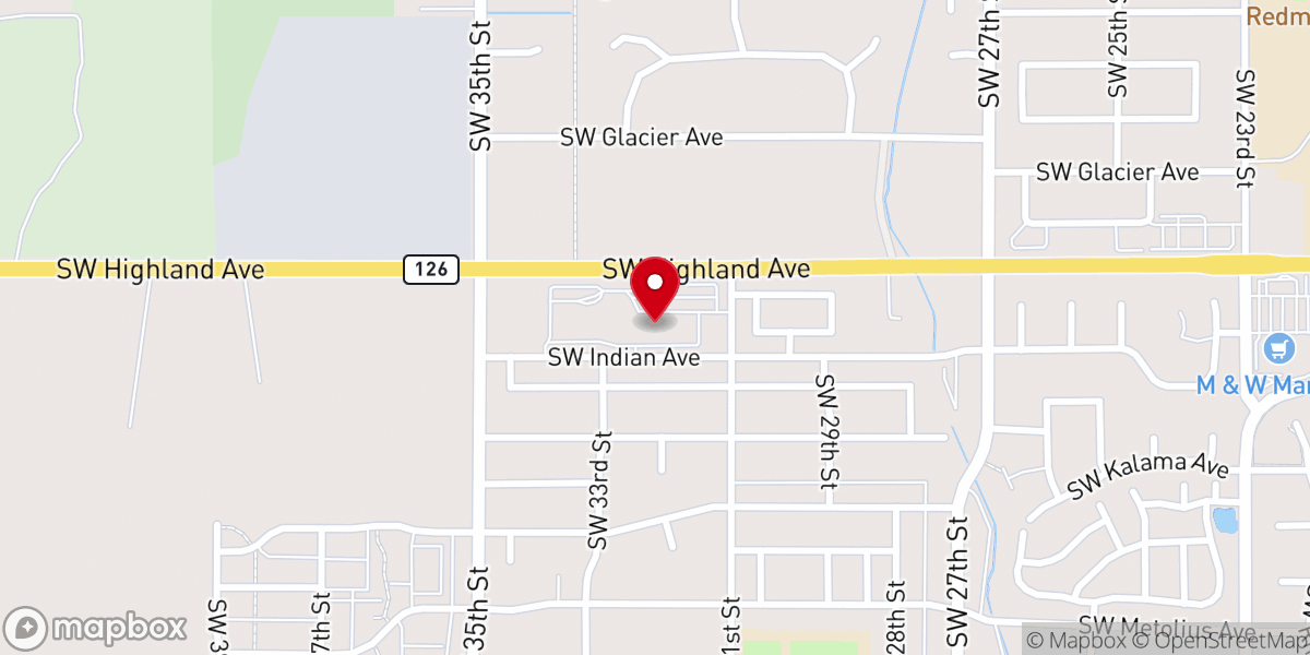 Map showing location of Highland Baptist Church