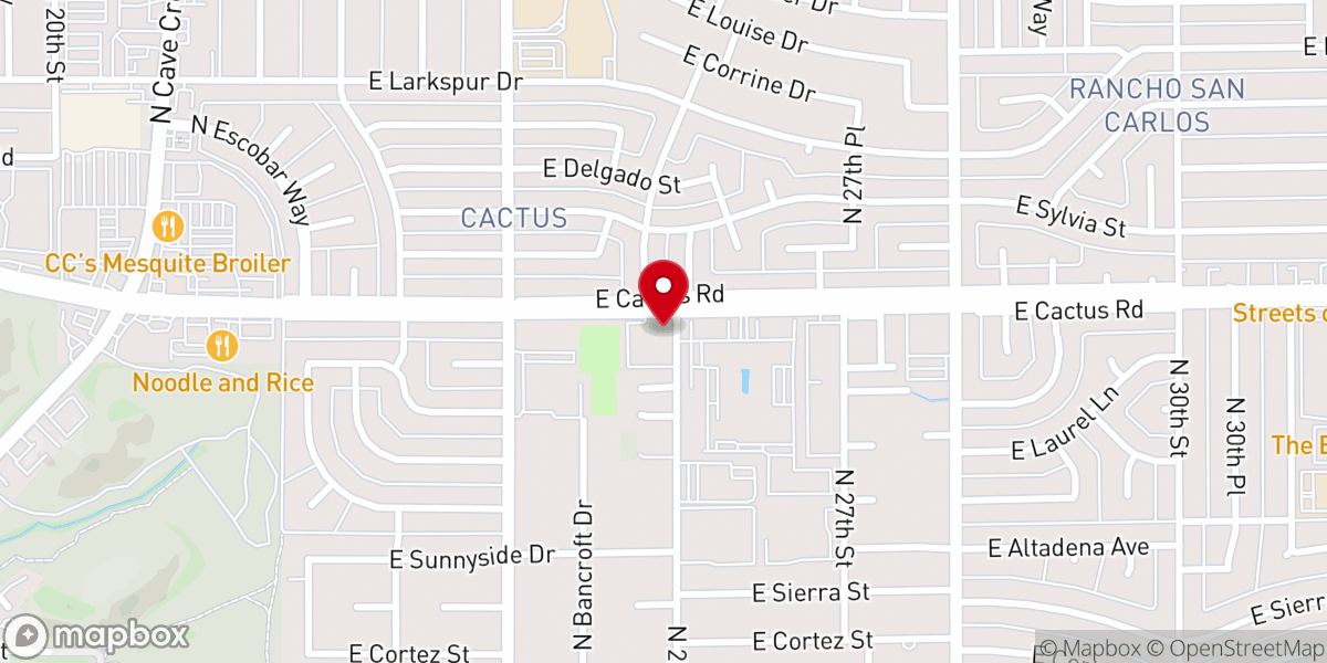 Map showing location of Scottsdale Bible Church at Cactus