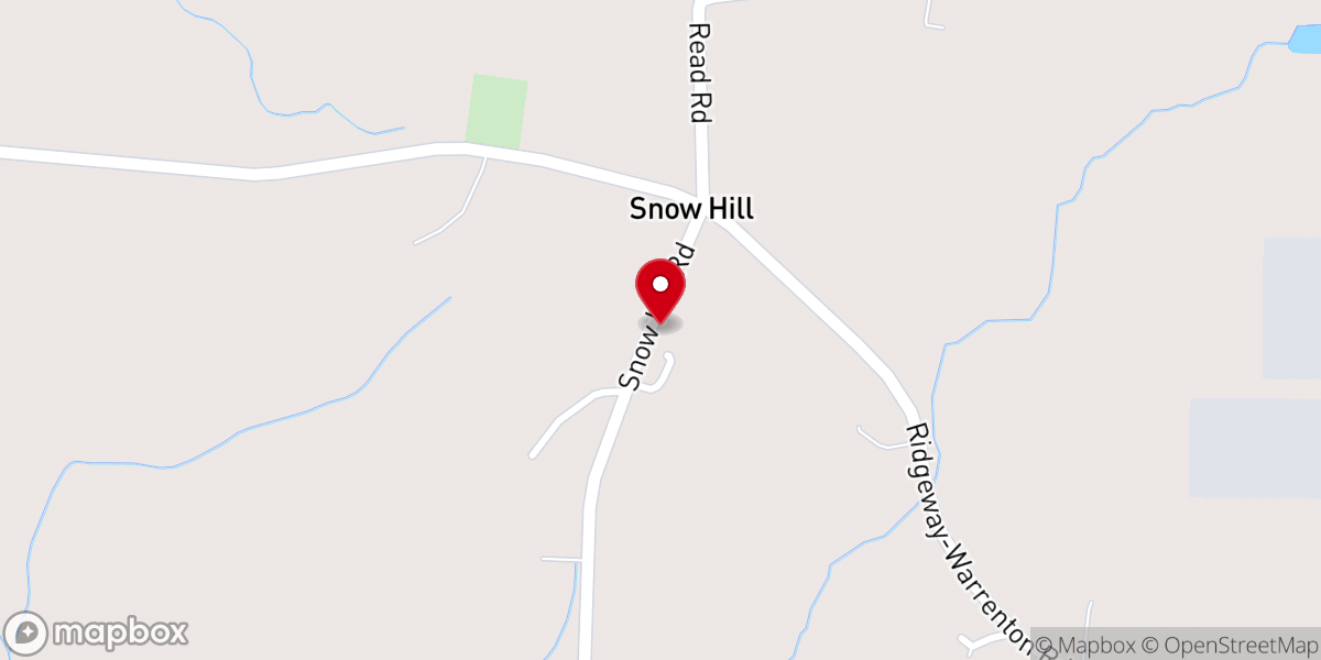 Map showing location of Snow Hill Baptist Church