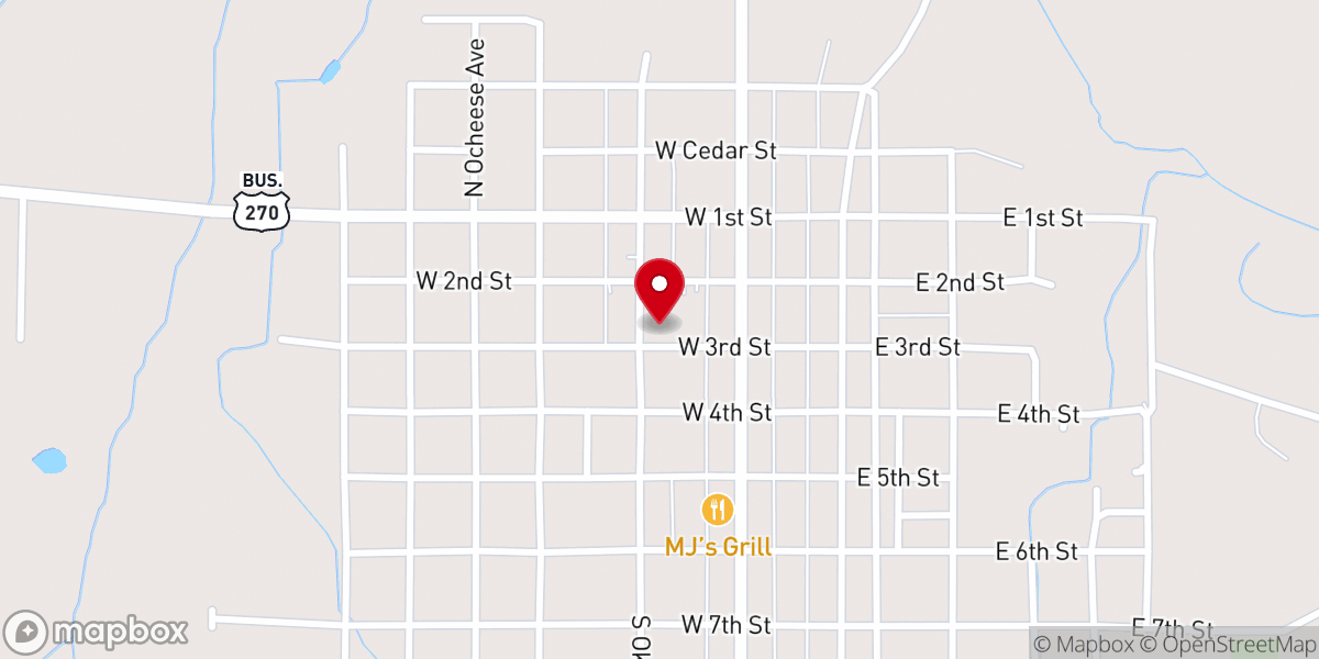 Map showing location of First United Methodist Church Wewoka