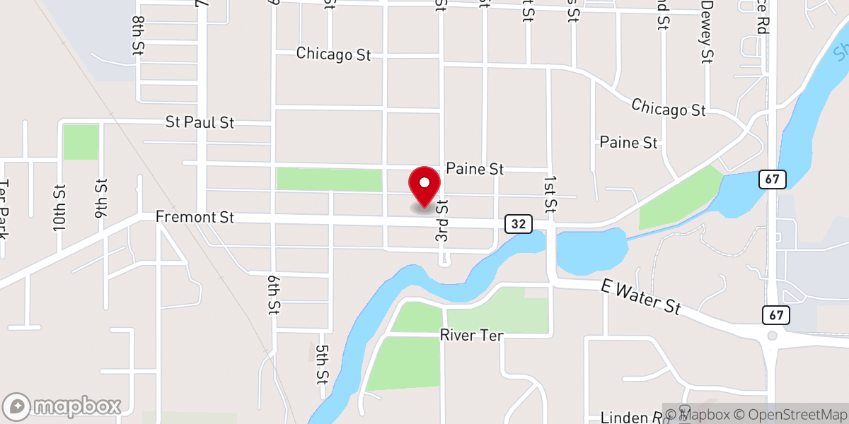Map showing location of Kiel Alliance Church