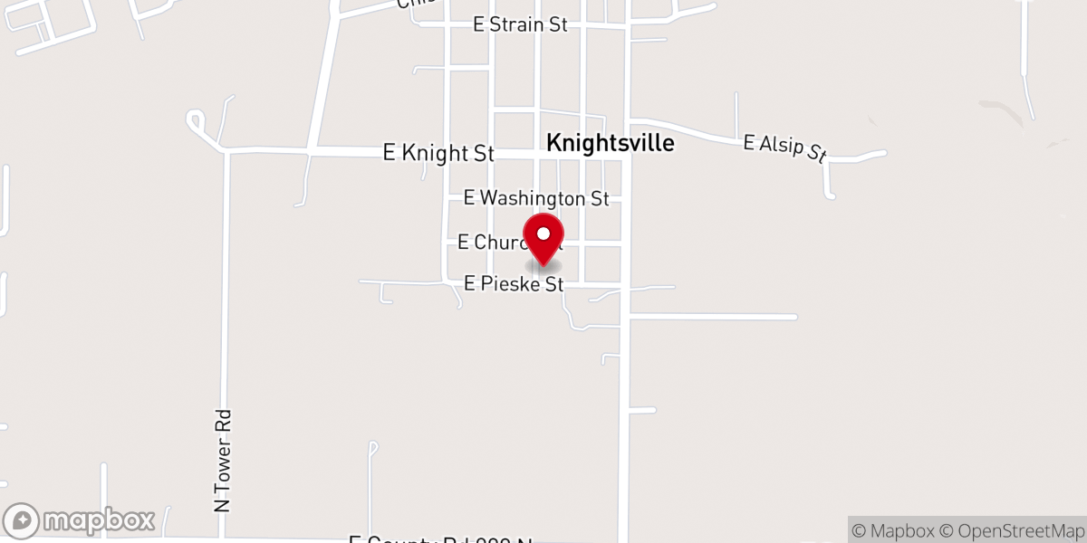 Map showing location of Knightsville church of Christ