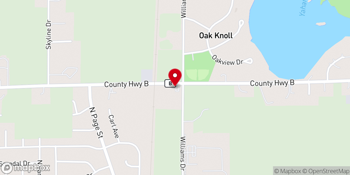 Map showing location of Stoughton Baptist Church