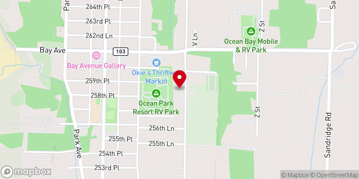 Map showing location of Peninsula Moose Lodge 2362