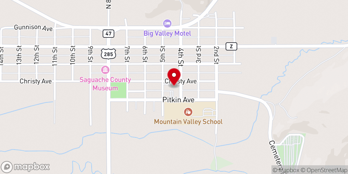 Map showing location of Saguache County Veterans Services