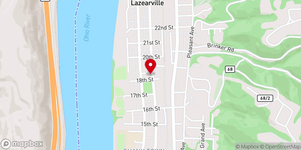 Map showing location of First Baptist Church of Wellsburg