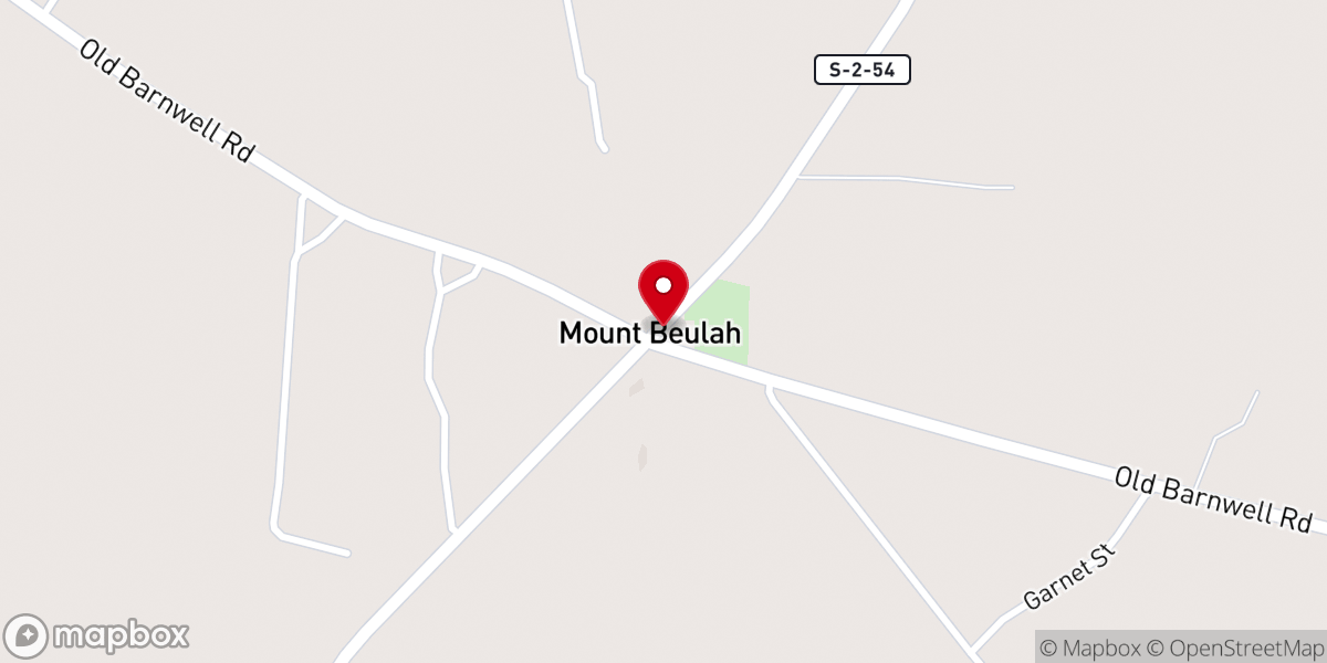 Map showing location of Mount Beulah Baptist Church