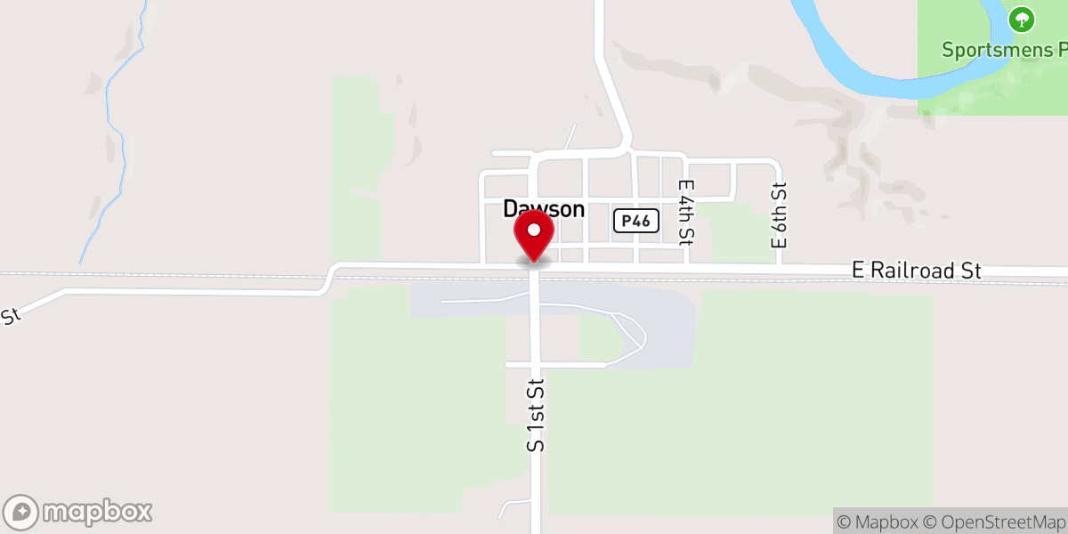 Map showing location of Dawson