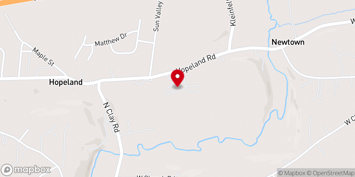 Map showing location of Hopeland Mennonite Church (Weaverland Conference)