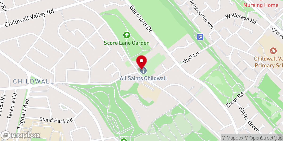 Map showing location of All Saints’ Church, Childwall