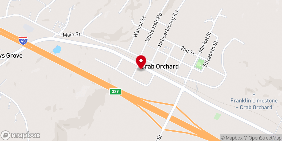 Map showing location of Crab Orchard Church of Christ