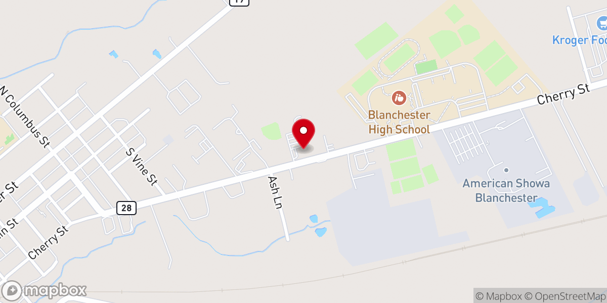 Map showing location of Blanchester Church of Christ