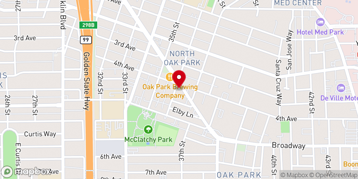 Map showing location of Oak Park United Methodist Church