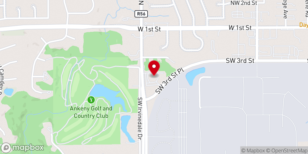 Map showing location of Ankeny Baptist Church