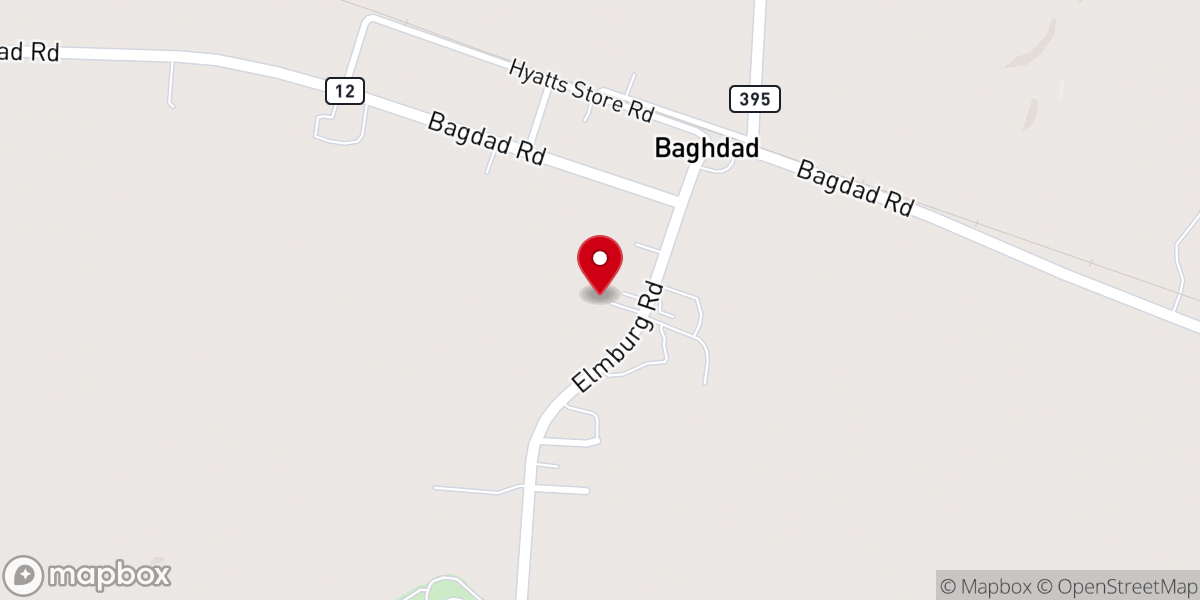 Map showing location of Bagdad Baptist Church - Food Distribution Center