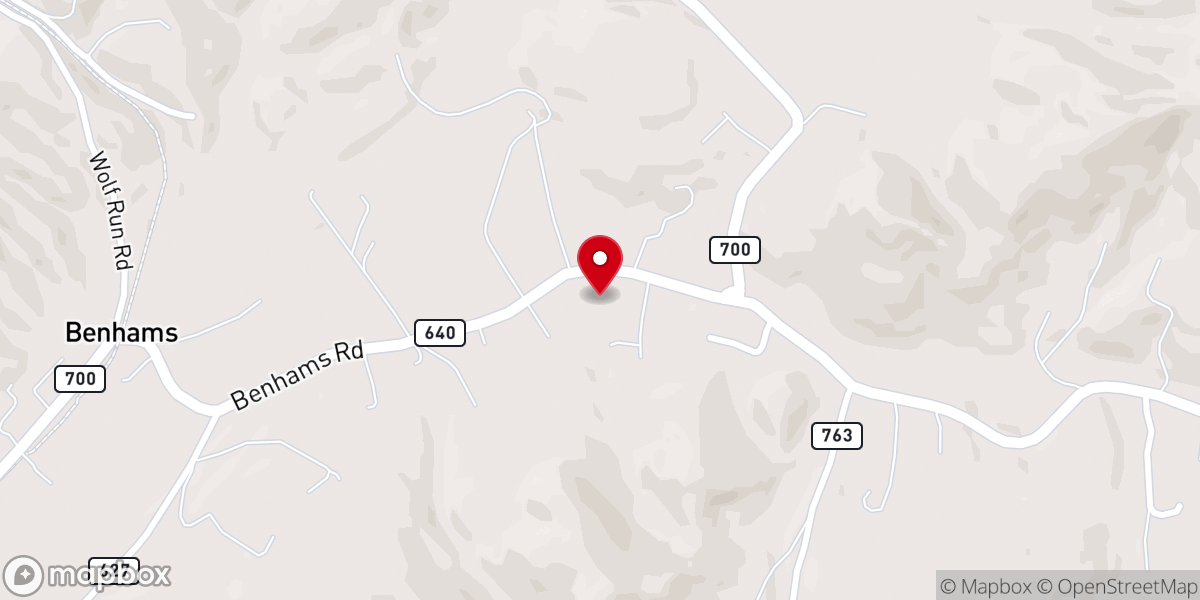 Map showing location of Sugar Grove Church