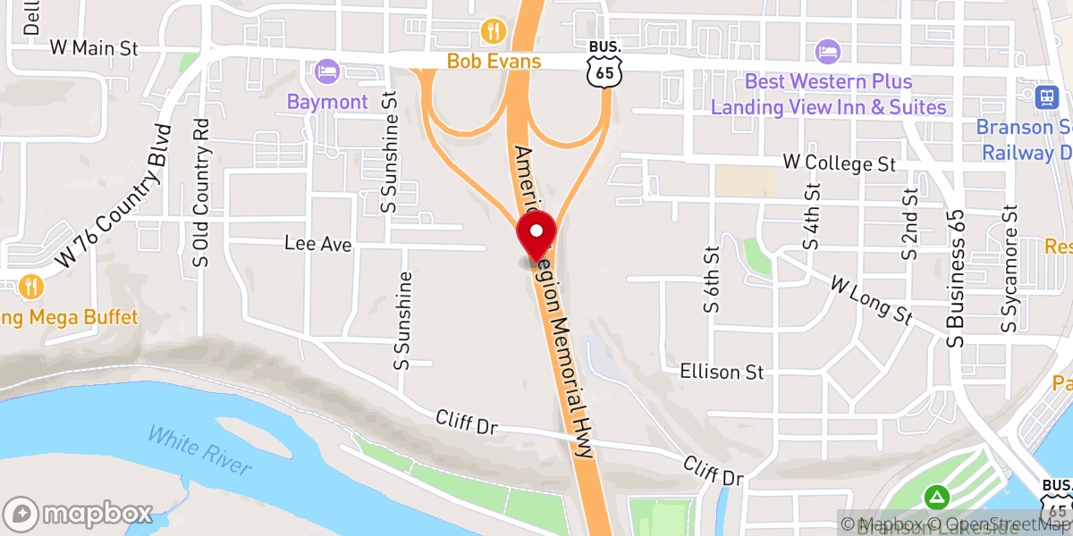 Map showing location of Branson Praise Church