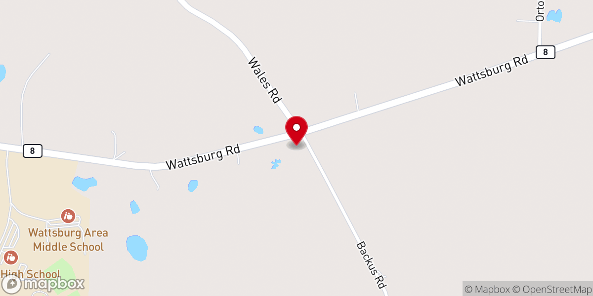 Map showing location of United Pent Ch of Wattsburg