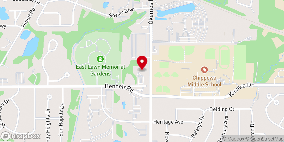 Map showing location of Presbyterian Church of Okemos