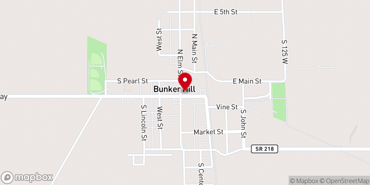 Map showing location of Bunkerhill United Methodist Church
