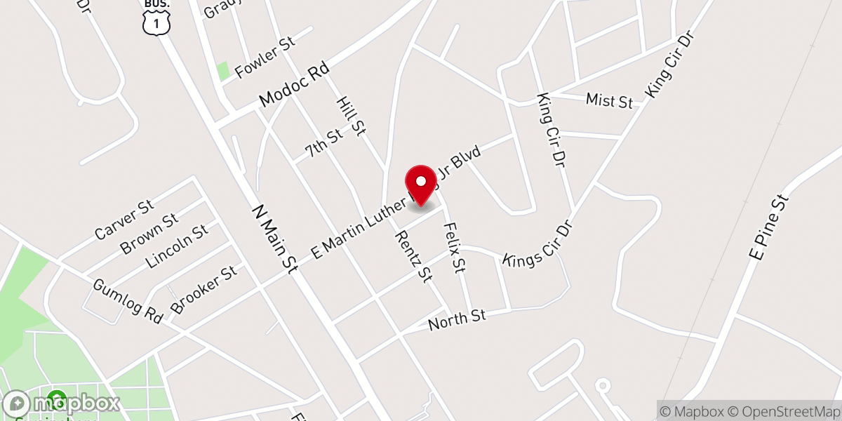 Map showing location of Trintiy Baptist Church