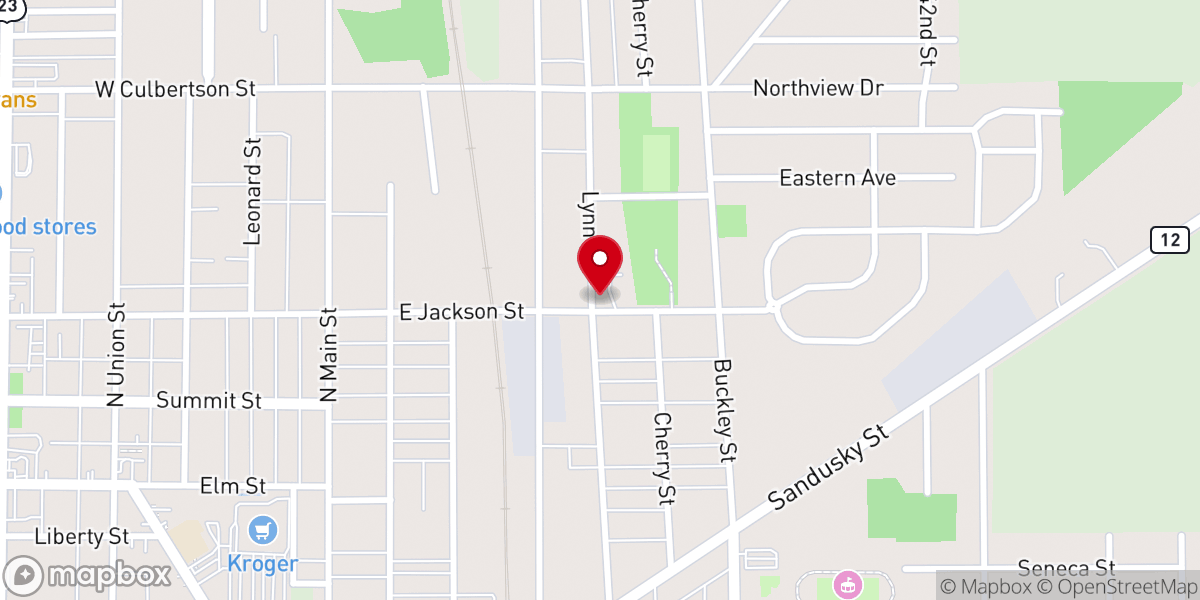 Map showing location of Bethel Baptist Church