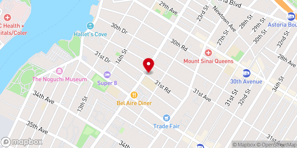 Map showing location of Astoria Baptist Church