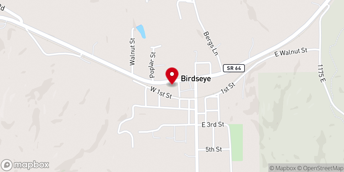 Map showing location of Birdseye Town Hall