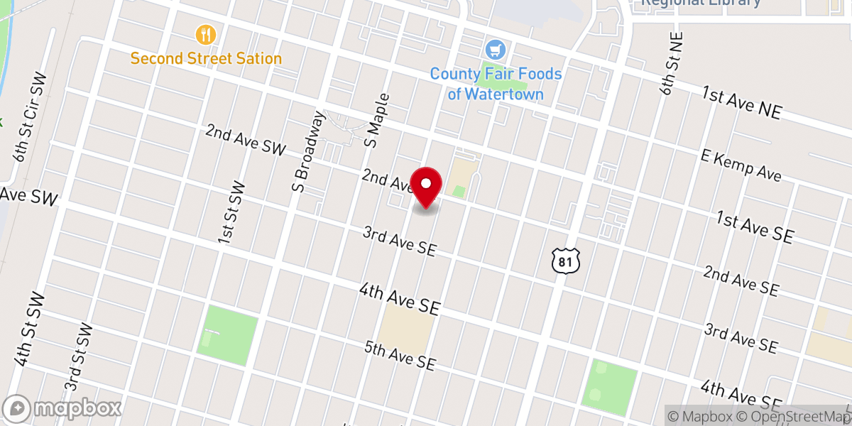 Map showing location of Grace Luthern Church