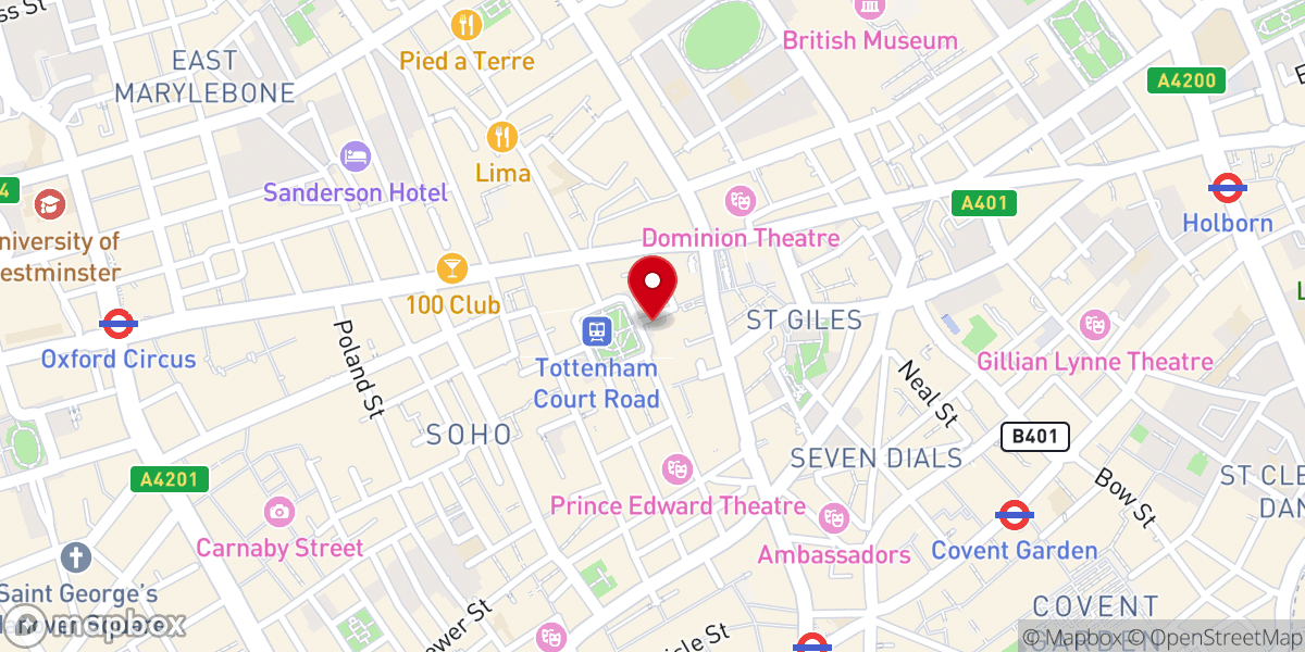 Map showing location of St. Patrick’s RC Church, Soho