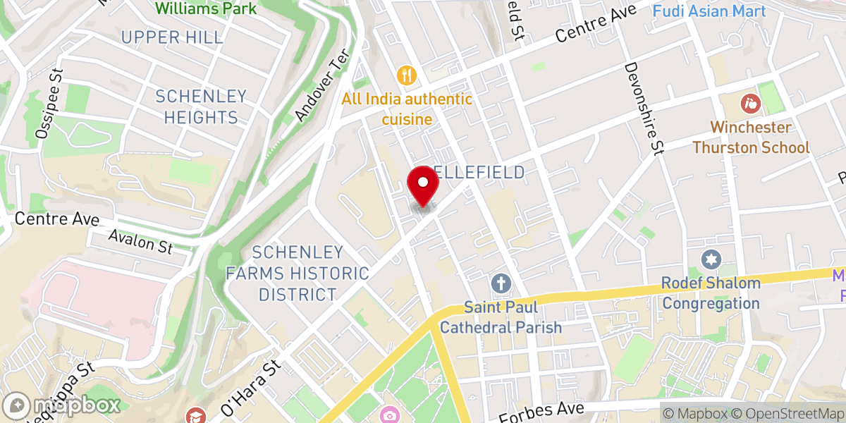 Map showing location of First Church of Christ, Scientist