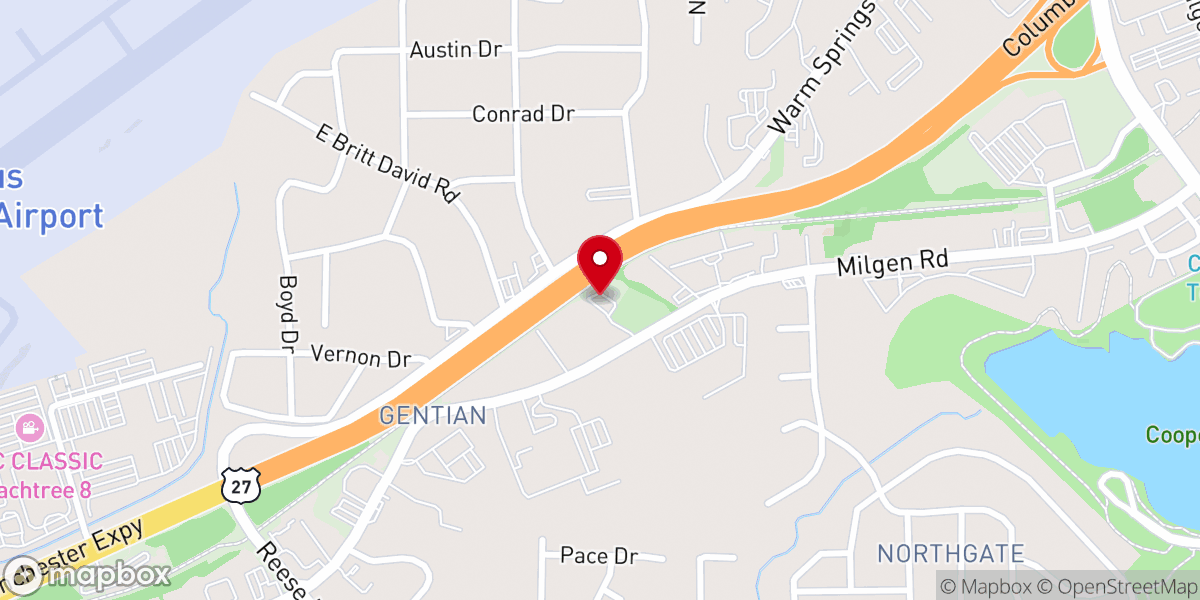 Map showing location of Green Hills Baptist Church