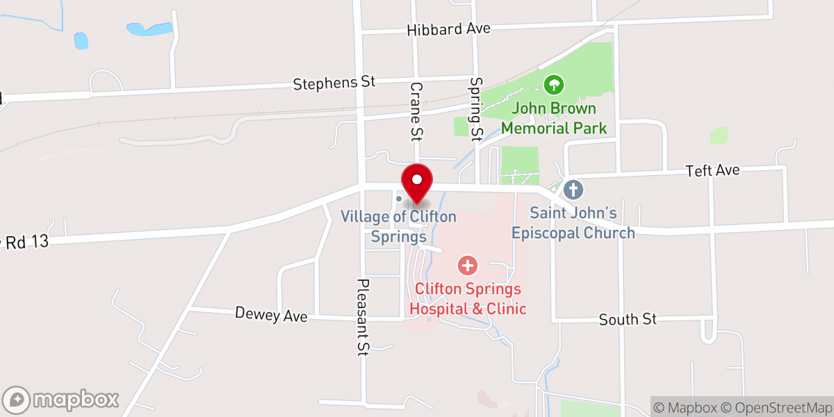 Map showing location of Clifton Springs United Methodist Church