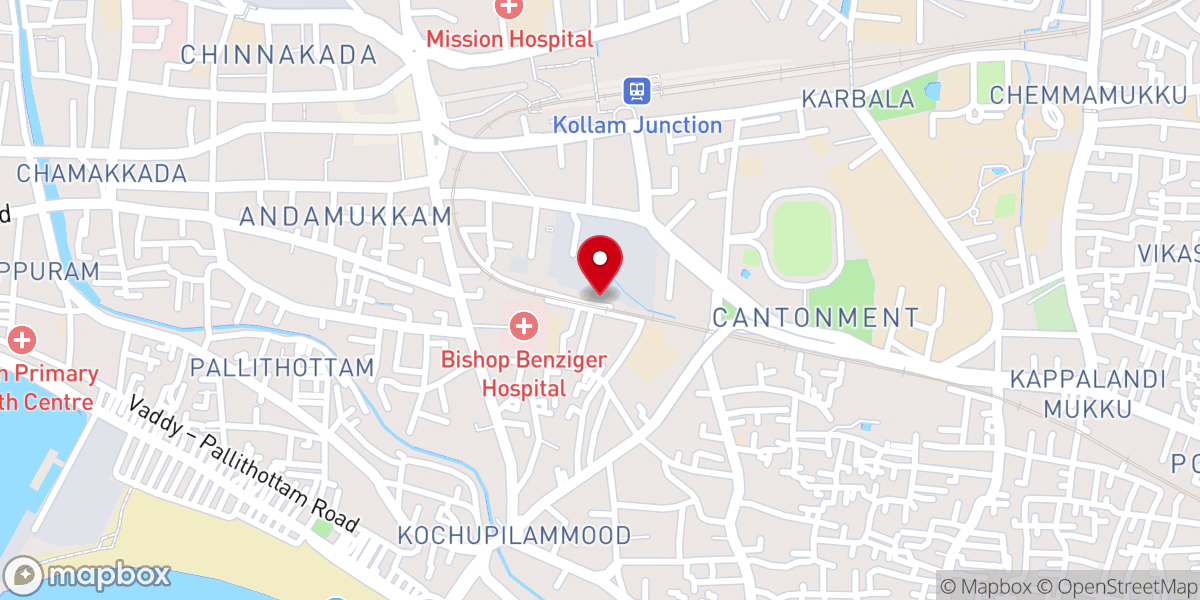 Map showing location of St. Antony Church Pattala Kurushady