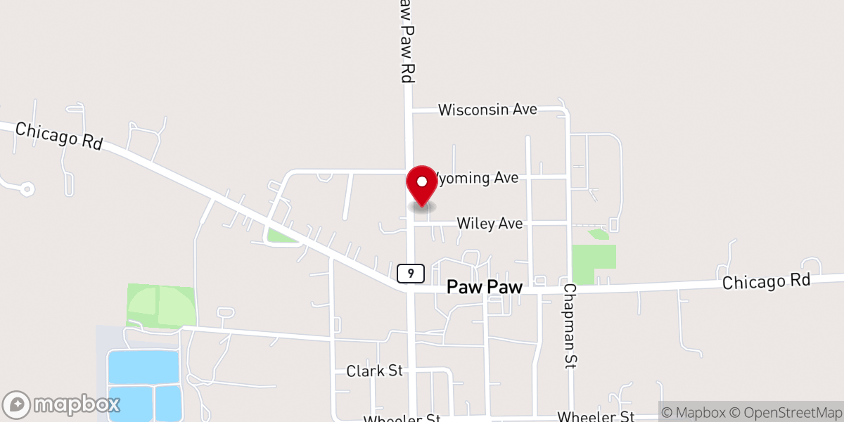 Map showing location of Paw Paw United Methodist Church