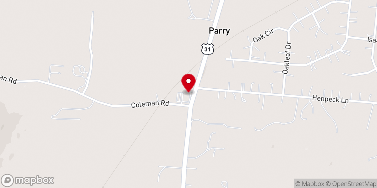 Map showing location of West Harpeth Church