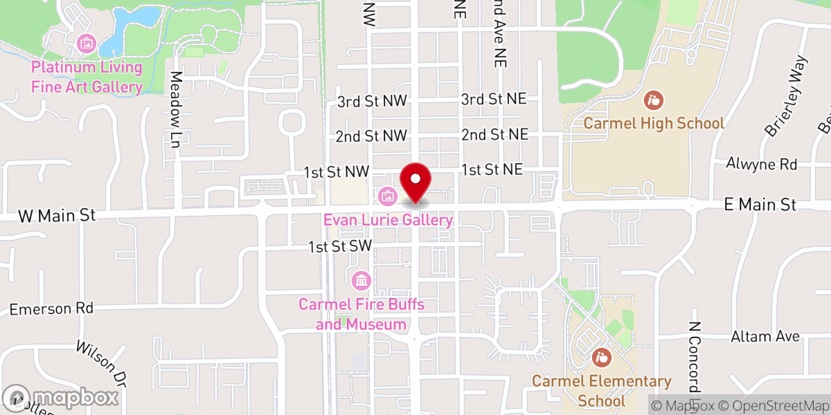 Map showing location of Carmel International Arts Festival