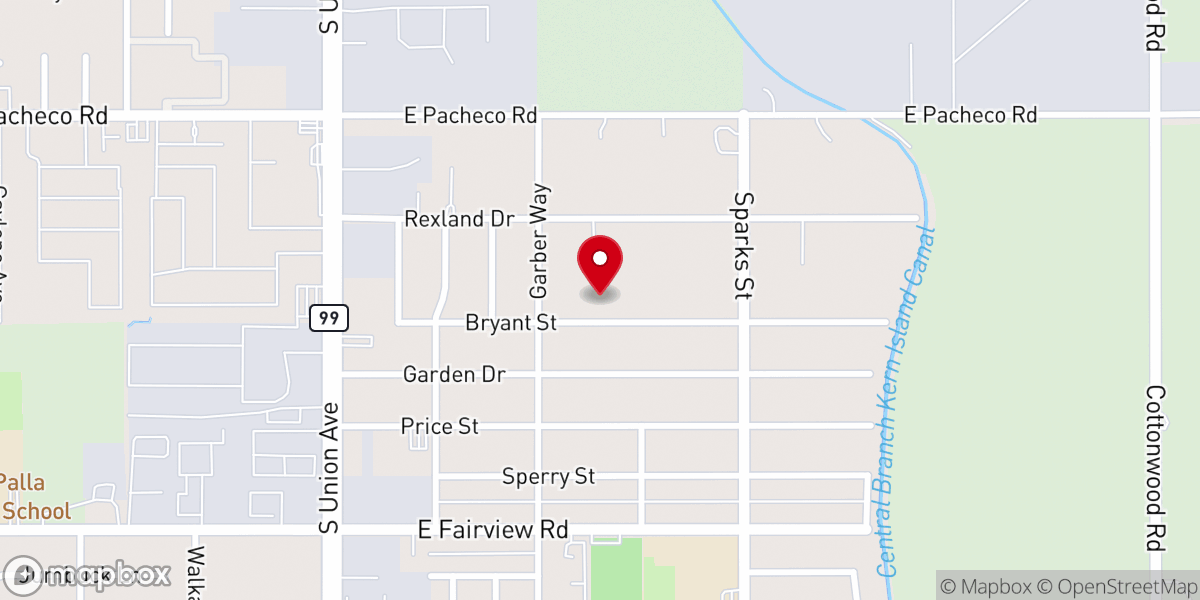 Map showing location of Rexland Acres Assembly of God Church
