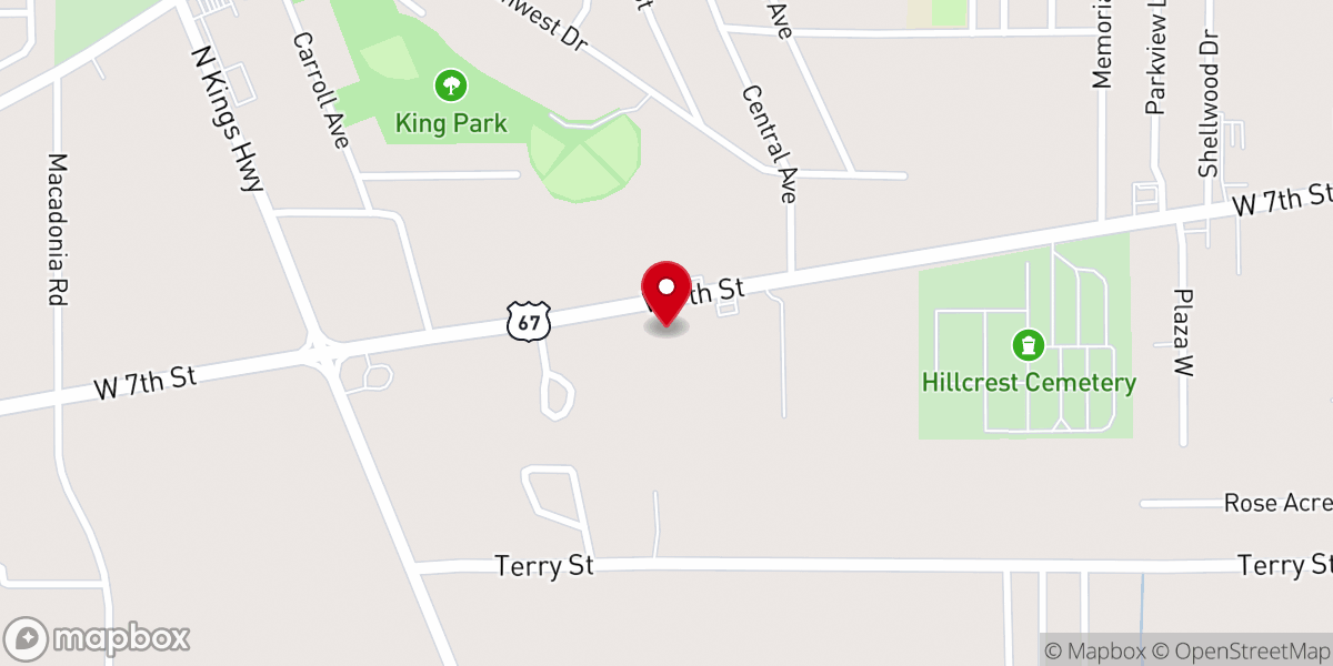 Map showing location of Hillcrest Baptist Church