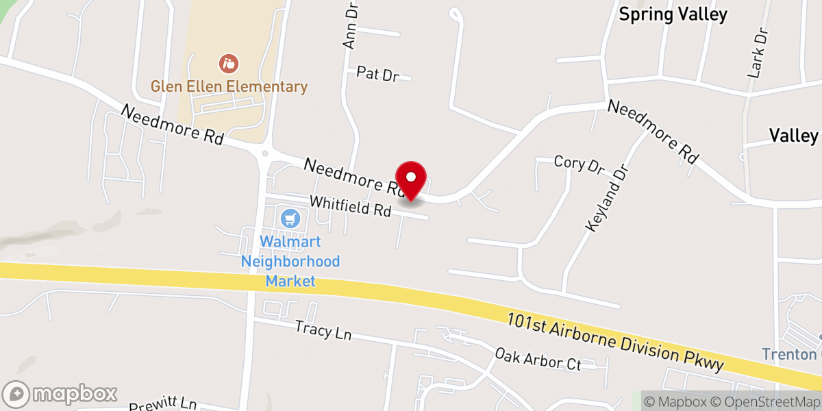 Map showing location of Williams Chapel Baptist Church